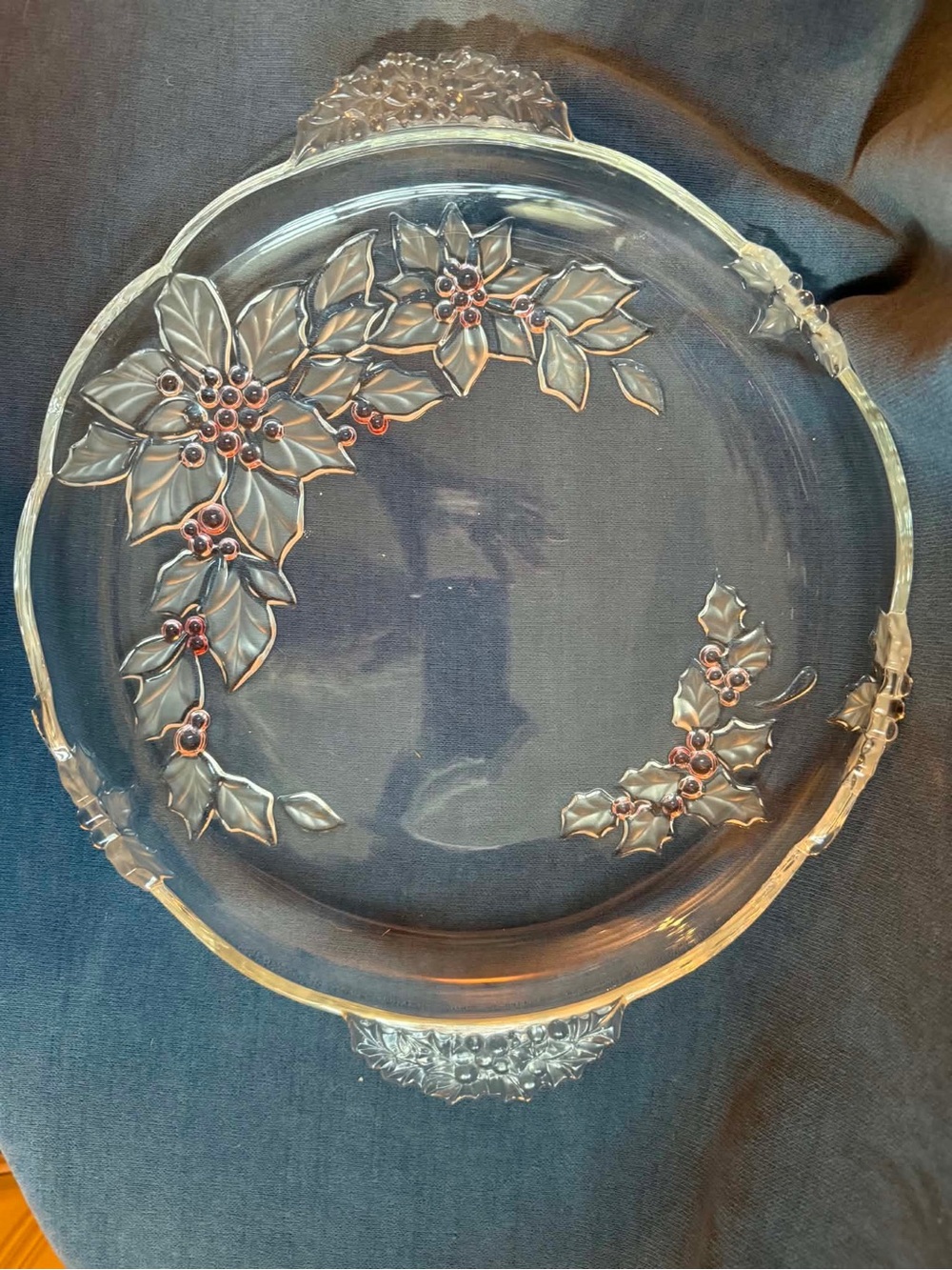 Mikasa Clear Glass Holiday Poinsettia Serving Platter - Clear 13”